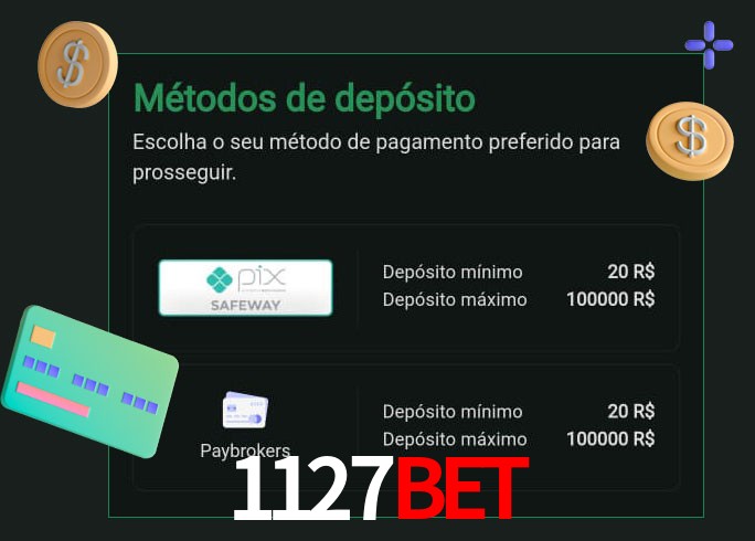 O cassino 1127BET oferece uma grande variedade de métodos de pagamento